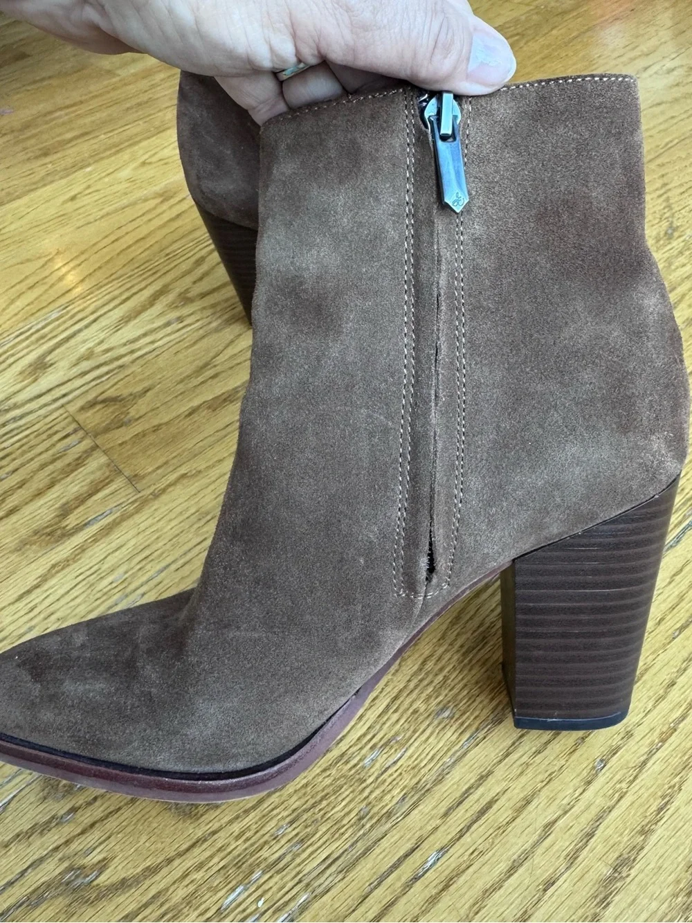 Sam Edelman Brown Suede Ankle Boots with Block heel,Neutral, Versatile,Chocolate